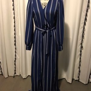 Navy blue striped dress